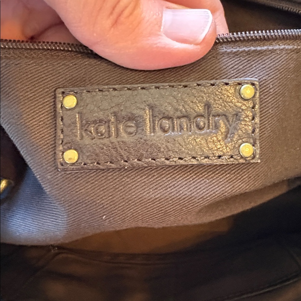 Kate Landry dark brown pebbled leather satchel purse - Picture 11 of 16